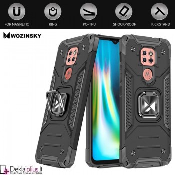 Wozinsky smūgiams atsparus dėklas su žiedu (telefonui Motorola Moto G9 Play/E7 Plus)   